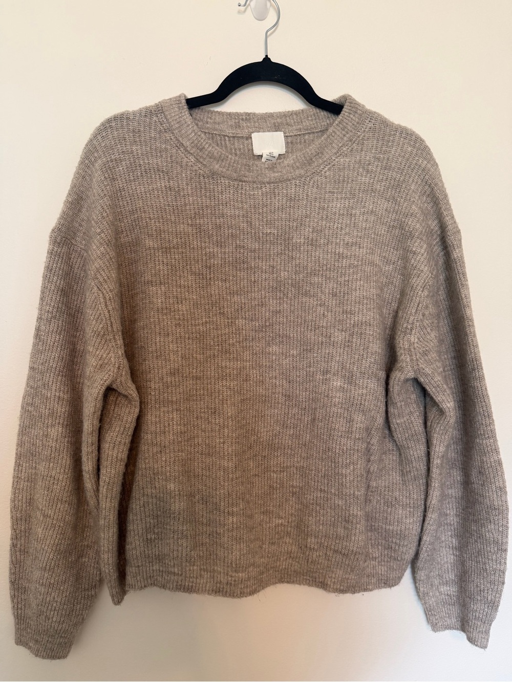 H&M Women's Ribbed Crewneck Sweater in Light Taupe
